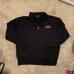 Black Arkansas Razorback half zip sweater